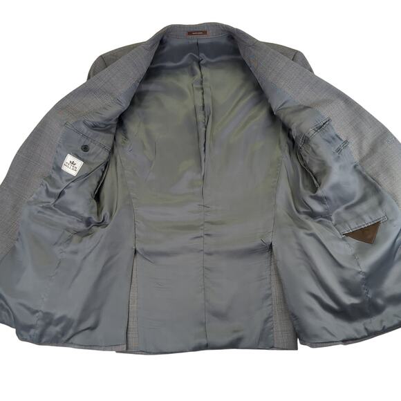 Peter Millar Gray 100% Wool Suit Jacket Sport Coat Men's Size 42R 2 Button - Picture 7 of 10